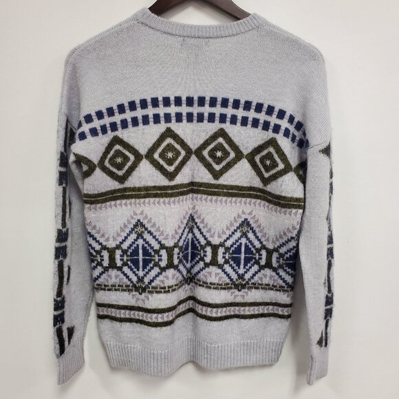 J Crew Womens Wool Mohair Nordic Sweater Size M Purple Geometric Cozy Layers - Picture 3 of 12